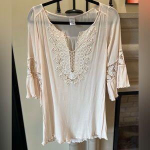 L*space blush pink women’s tunic with crochet detail, xs.